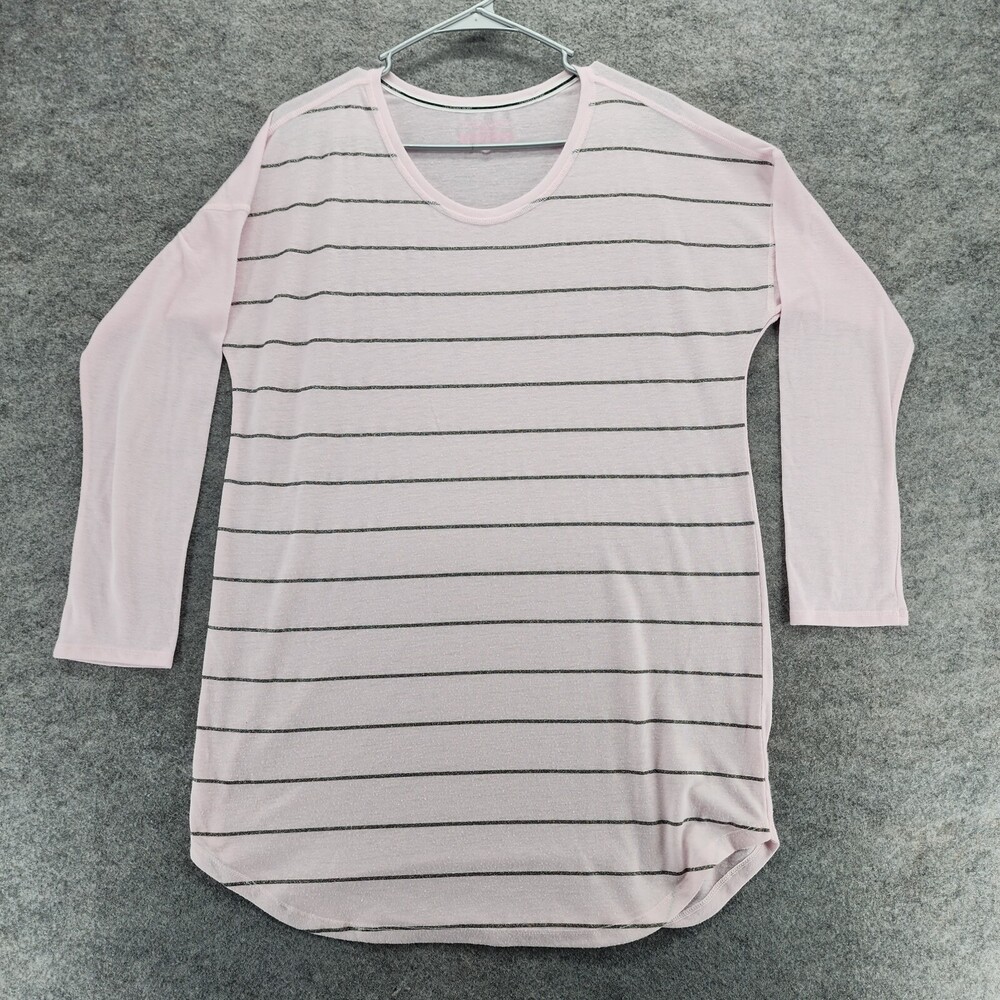 Victoria Secret Pajama Shirt Womens Medium Long Sleeve Pink Striped